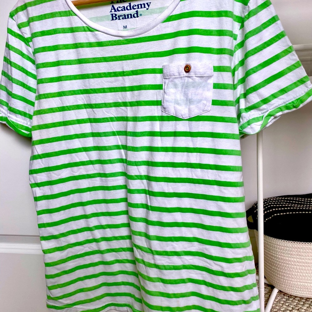Men’s Academy Brand T-Shirt, Medium, Green pinstripe